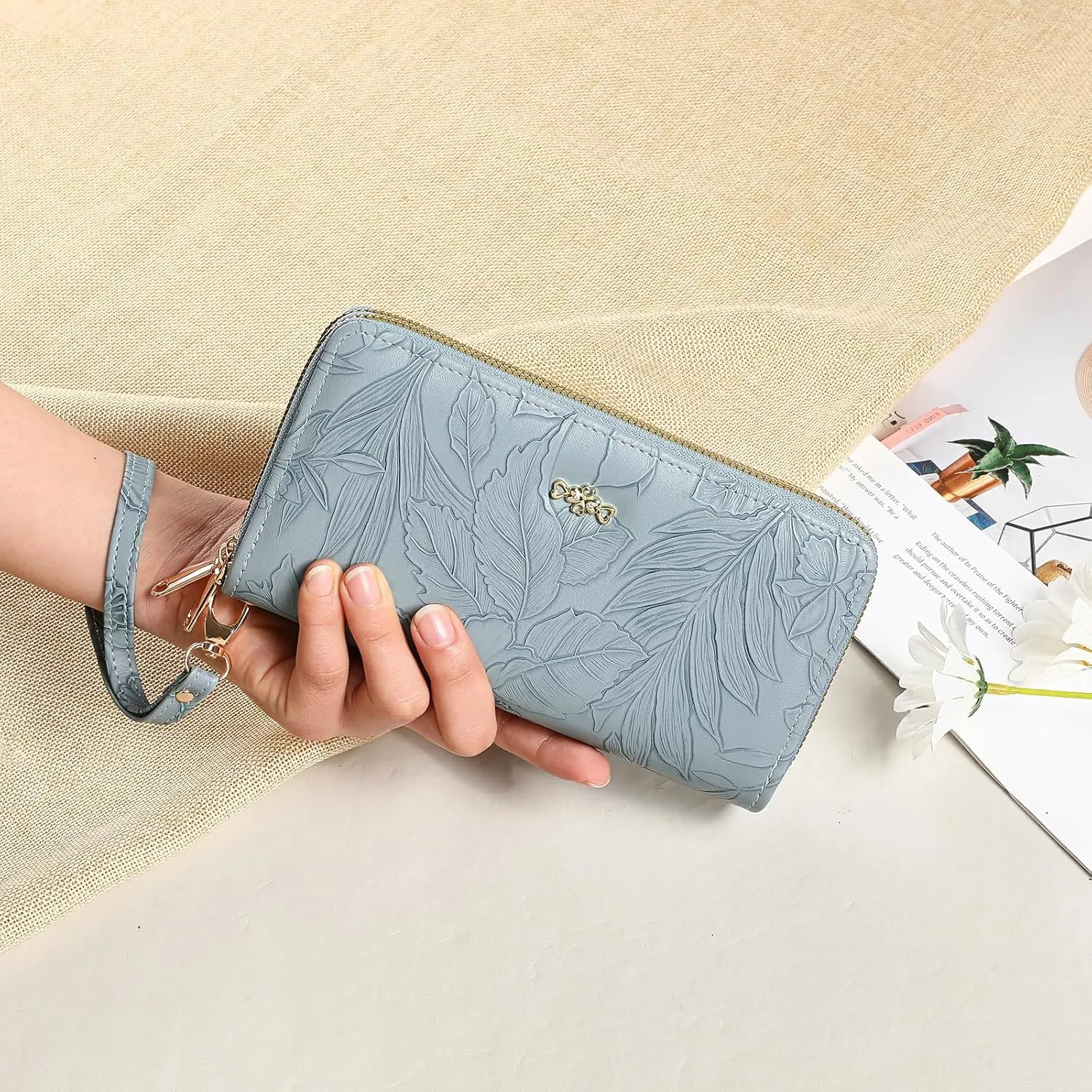 Wallet for Women Clutch Double Zip Around Credit Card Holder Leather Women's Wallet Large Capacity