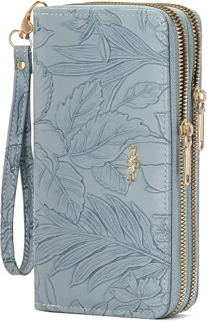 Wallet for Women Clutch Double Zip Around Credit Card Holder Leather Women's Wallet Large Capacity
