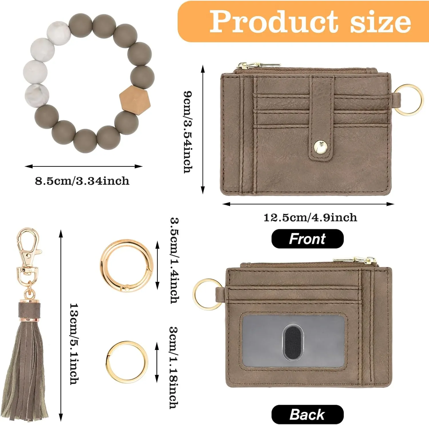Wallet Keychain Wristlet for Women,Slim RFID Credit Card Holder Purse Tassel Keychain Bangle Key Ring for Men Women