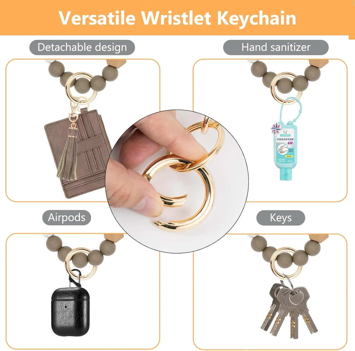 Wallet Keychain Wristlet for Women,Slim RFID Credit Card Holder Purse Tassel Keychain Bangle Key Ring for Men Women