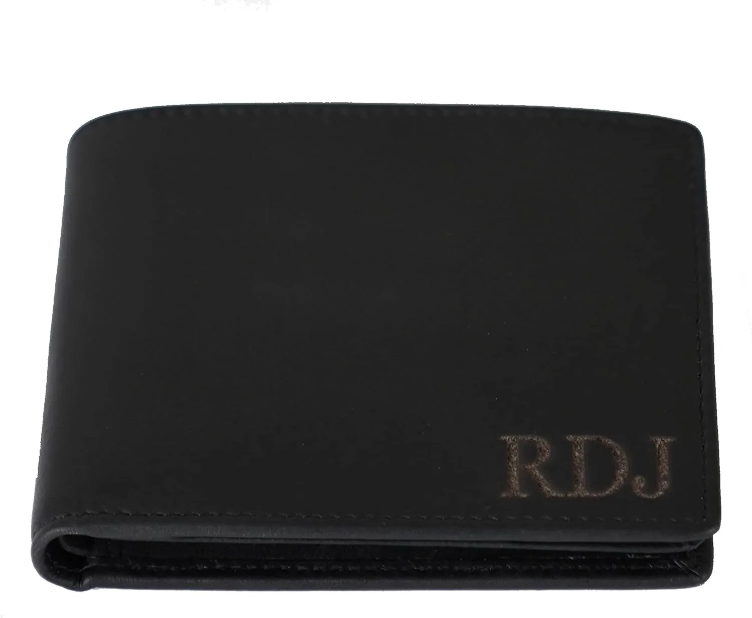 Wallets For Men, Personalized Gifts For Men, Personalized Wallet For Men, Customized Engraved Full Grain Leather with RFID Blocking, Custom Gifts, Customized Wallets For Fathers Day (Black)