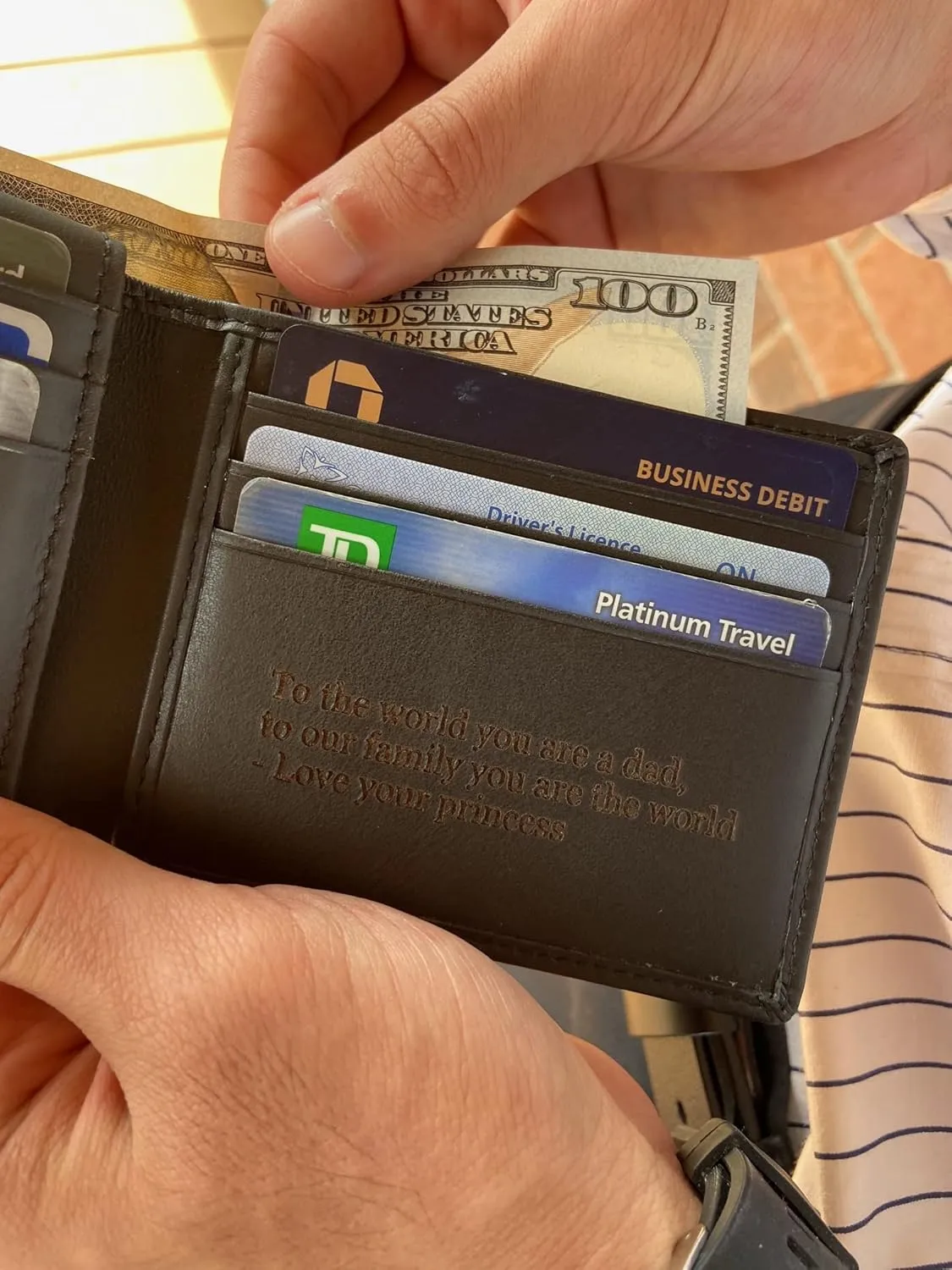 Wallets For Men, Personalized Gifts For Men, Personalized Wallet For Men, Customized Engraved Full Grain Leather with RFID Blocking, Custom Gifts, Customized Wallets For Fathers Day (Black)