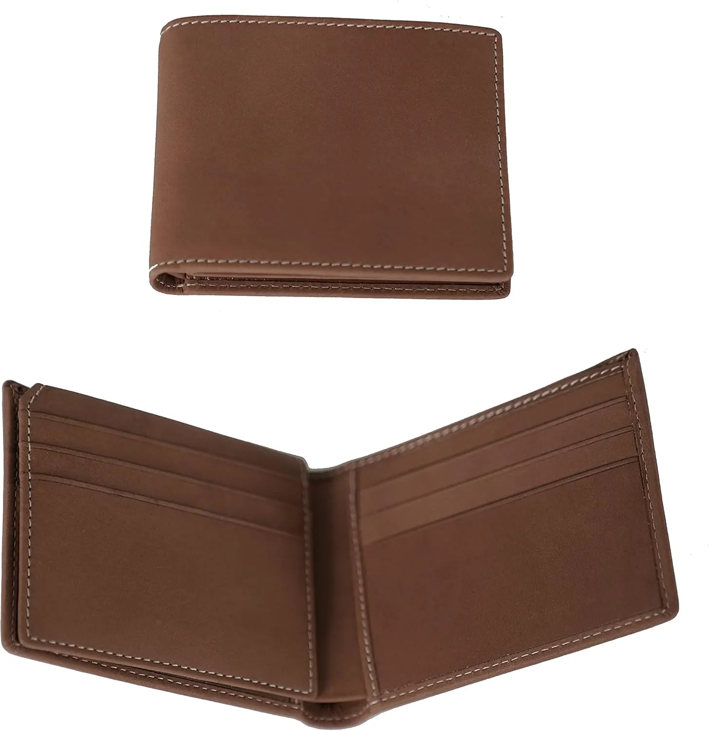 Wallets For Men, Personalized Gifts For Men, Personalized Wallet For Men, Customized Engraved Full Grain Leather with RFID Blocking, Custom Gifts, Customized Wallets For Fathers Day, (Brown)