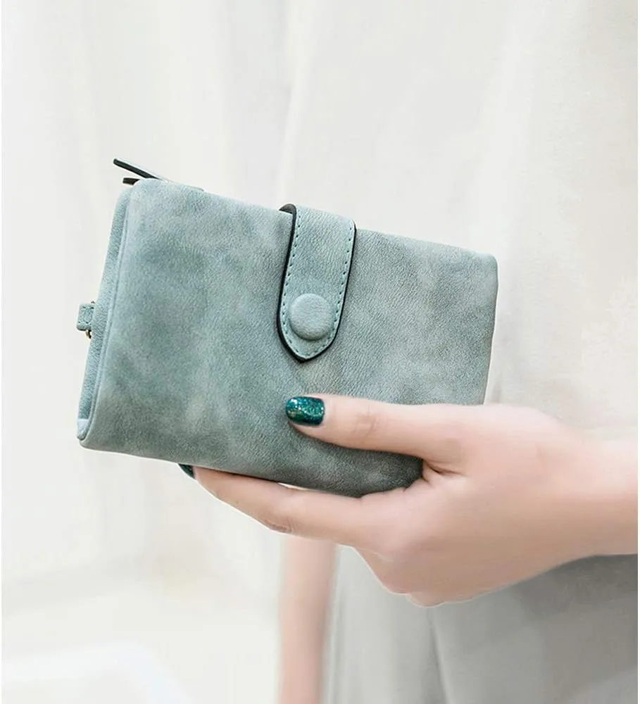 Wallets for Women Bifold Small Rfid Soft Leather Ladies Wallets Trifold Womens Wallets Billfolds Mini Wristlet Clutch Cute Zipper Coin Purse with Wrist Strap