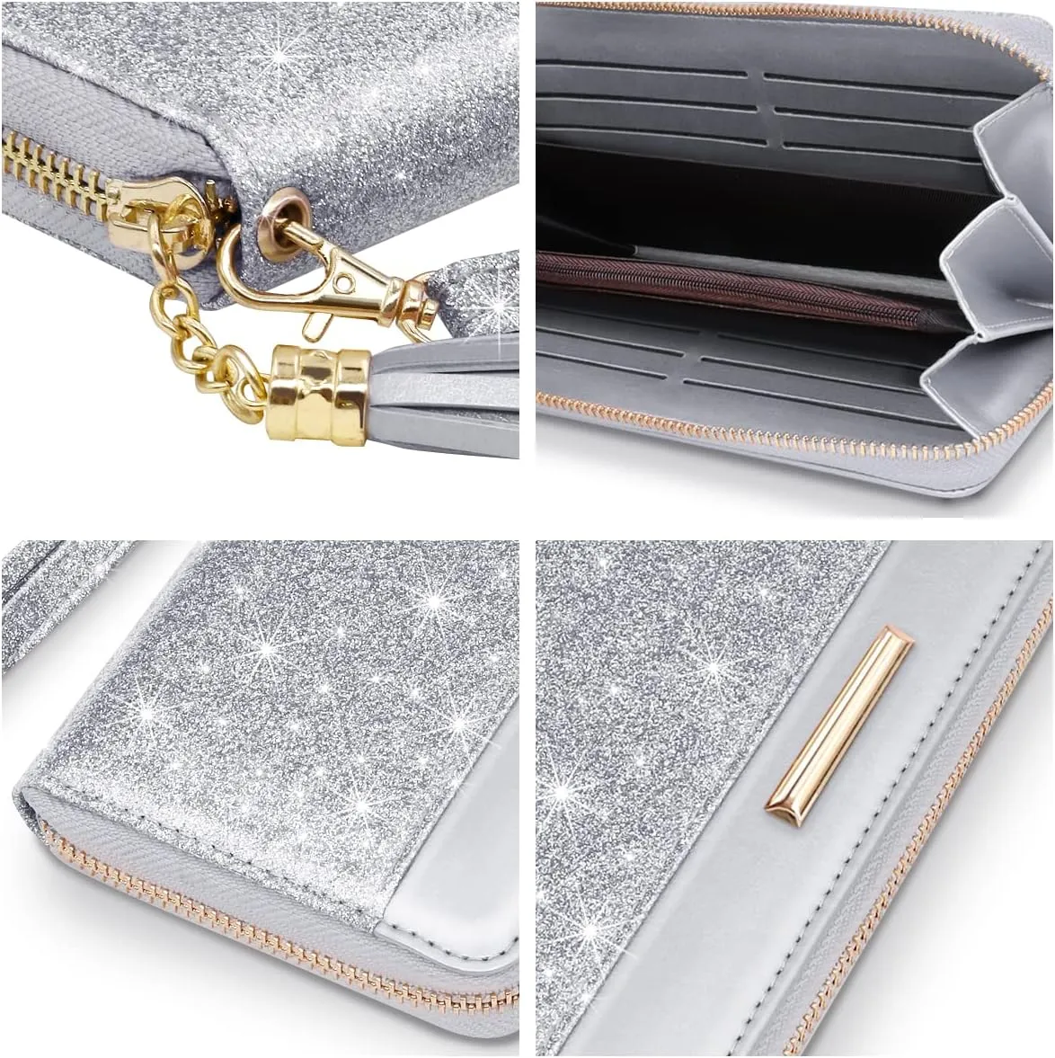 Wallets for Women PU Leather Card Holder Organizer Ladies Clutch with Tassel Wristlet Wrist strap