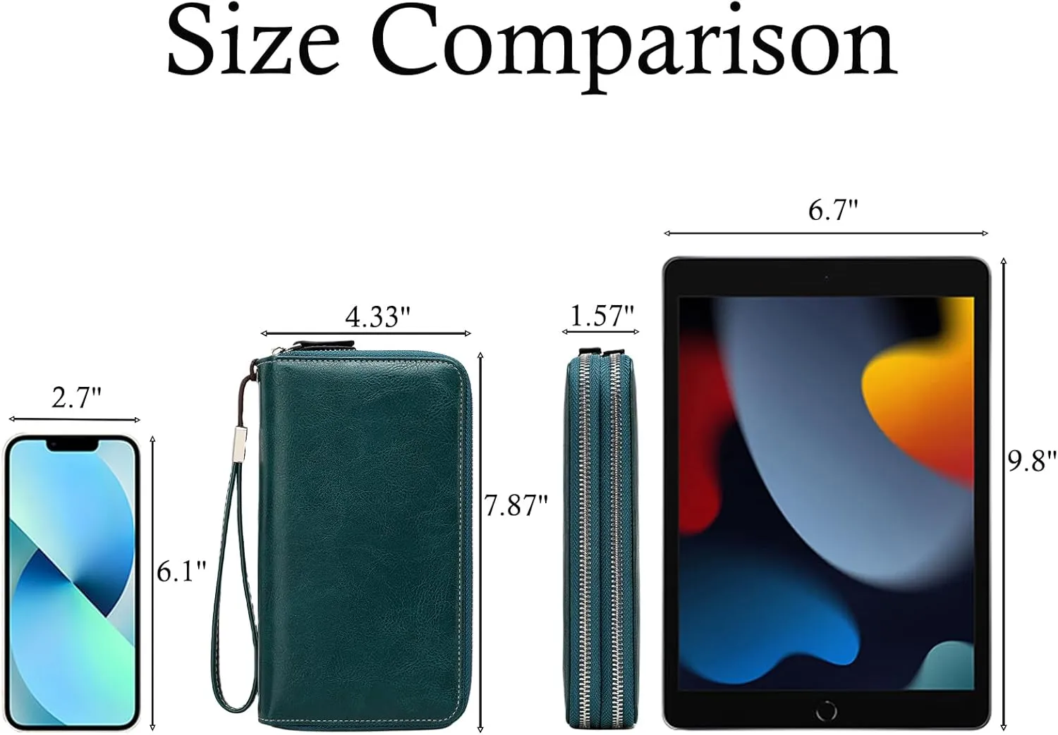 Wallets for Women Wristlet RFID Blocking Genuine Leather Double Zipper Credit Card Holder Large Ladies Clutch Purse