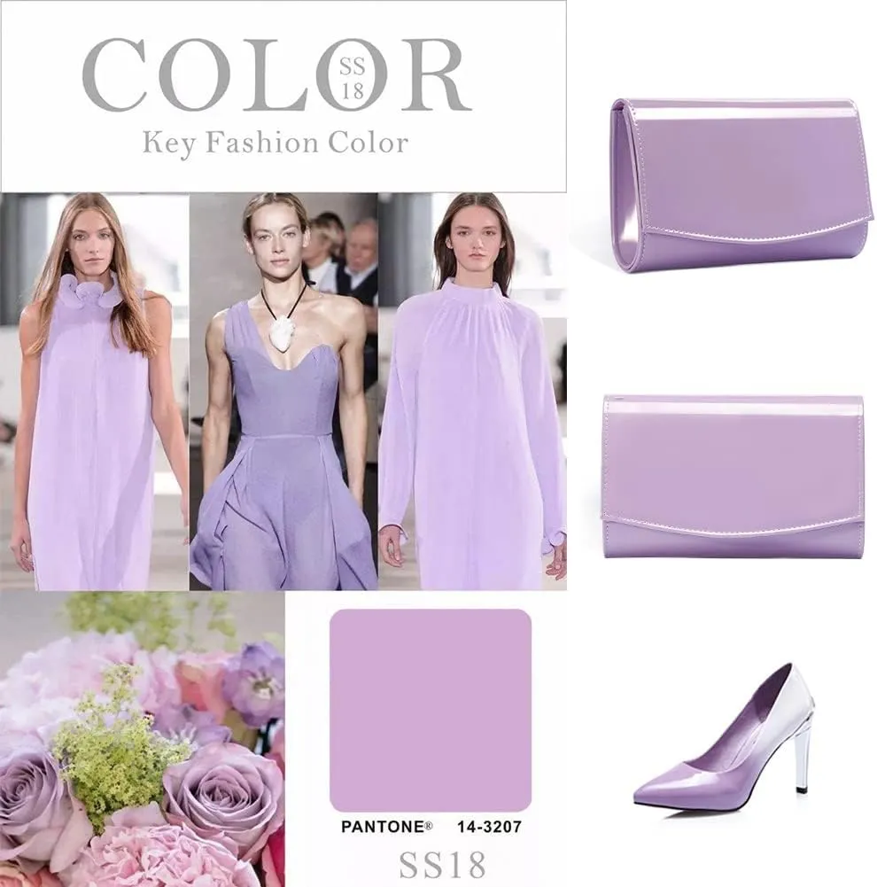 WALLYN'S Women Patent Leather Wallets Fashion Clutch Purses, Evening Bag Handbag Solid Color