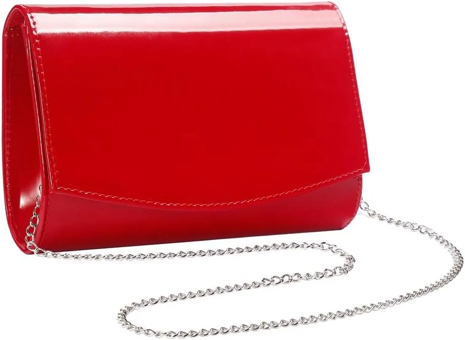 WALLYN'S Women Patent Leather Wallets Fashion Clutch Purses, Evening Bag Handbag Solid Color