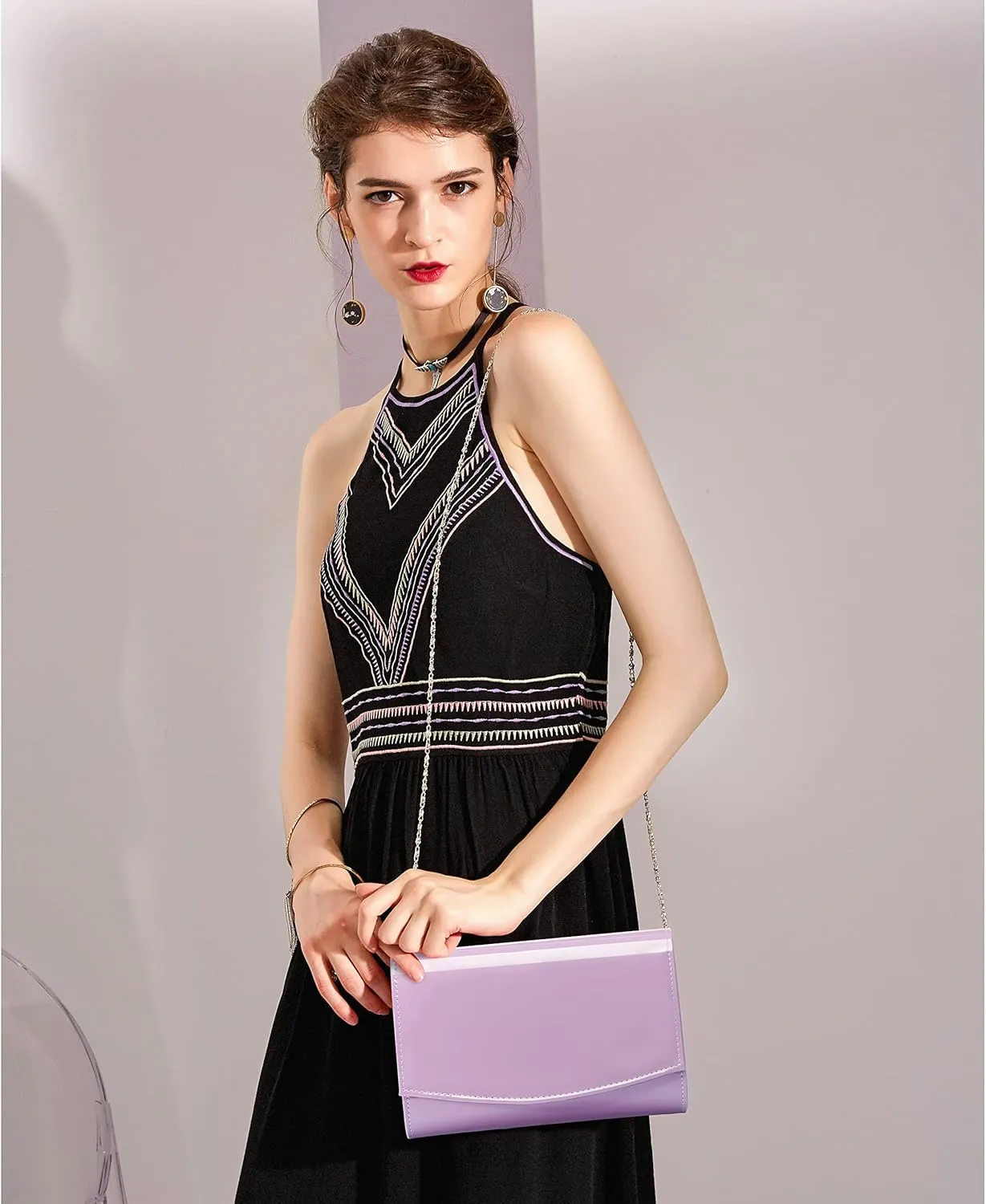 WALLYN'S Women Patent Leather Wallets Fashion Clutch Purses, Evening Bag Handbag Solid Color