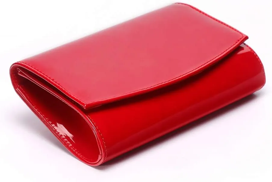 WALLYN'S Women Patent Leather Wallets Fashion Clutch Purses, Evening Bag Handbag Solid Color