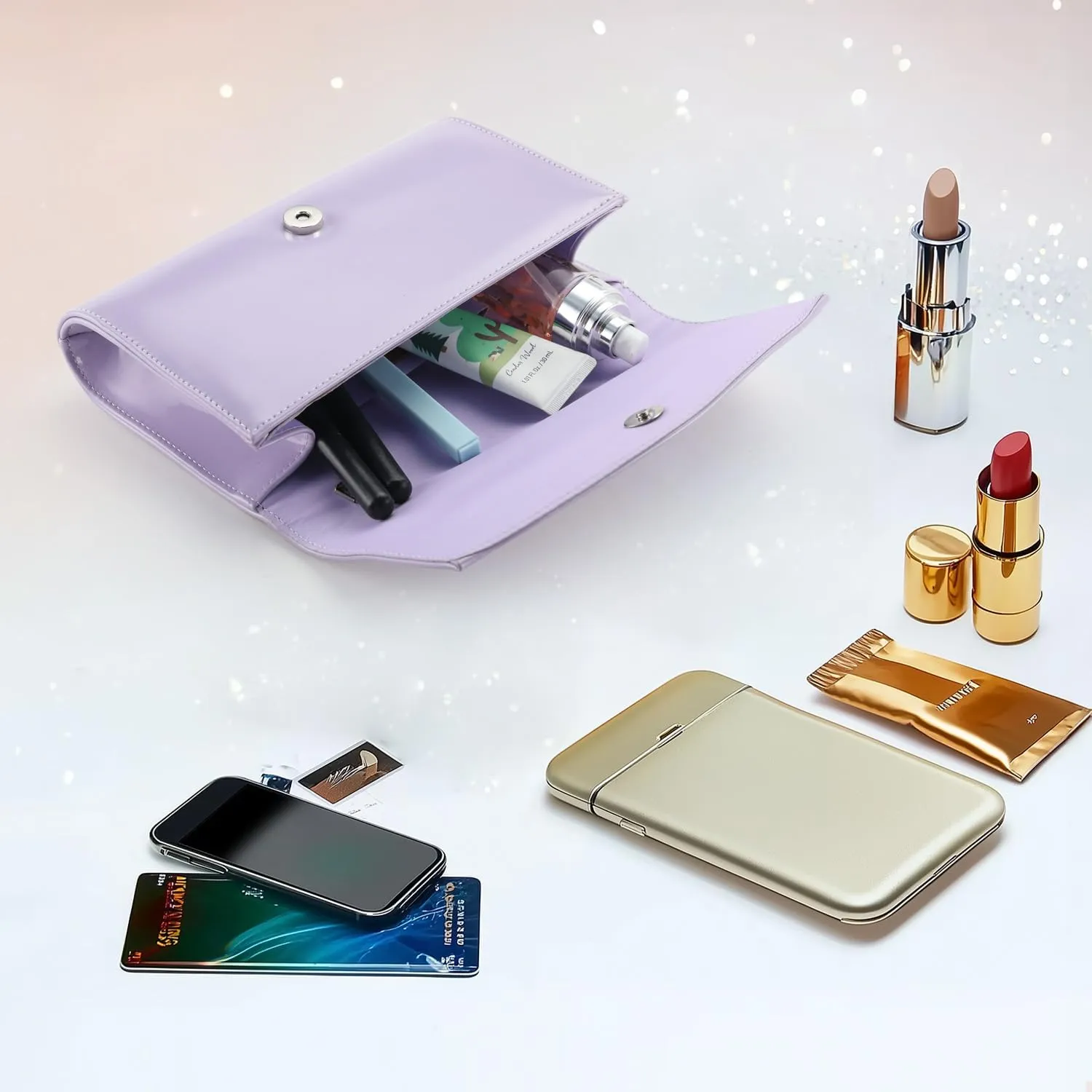 WALLYN'S Women Patent Leather Wallets Fashion Clutch Purses, Evening Bag Handbag Solid Color