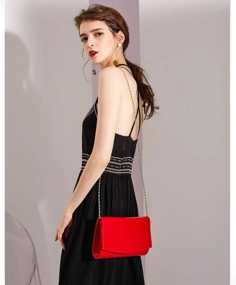 WALLYN'S Women Patent Leather Wallets Fashion Clutch Purses, Evening Bag Handbag Solid Color