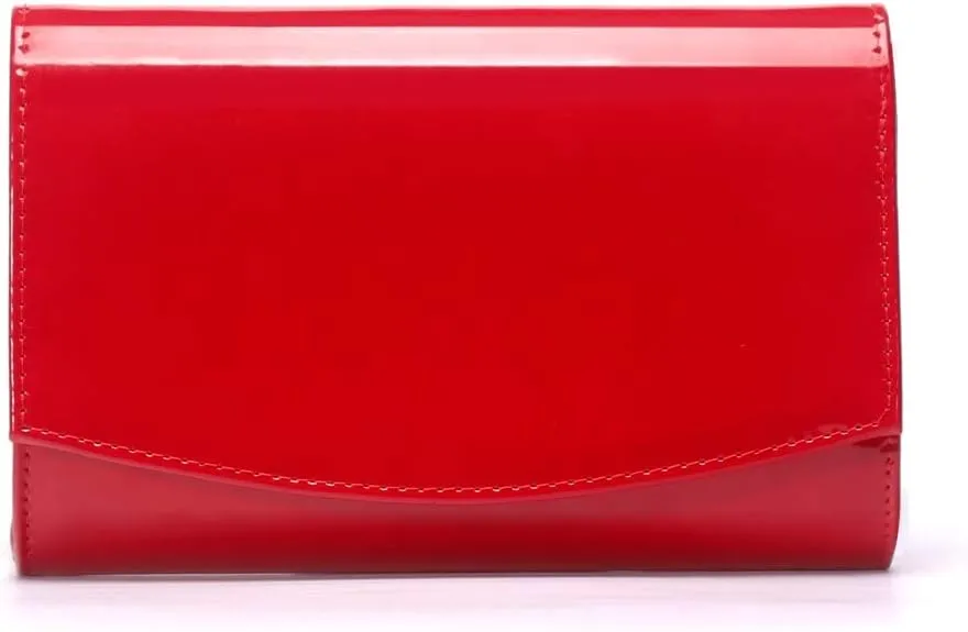 WALLYN'S Women Patent Leather Wallets Fashion Clutch Purses, Evening Bag Handbag Solid Color