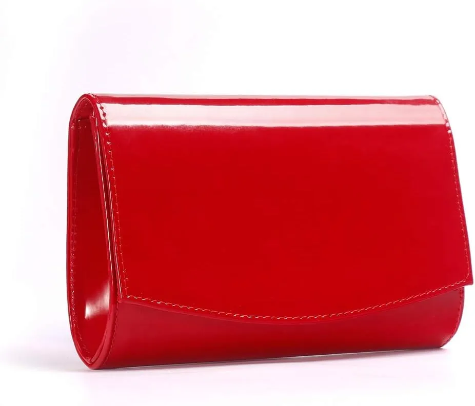 WALLYN'S Women Patent Leather Wallets Fashion Clutch Purses, Evening Bag Handbag Solid Color