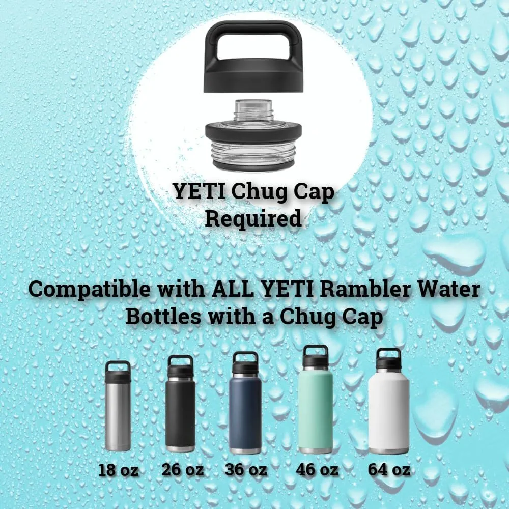 WaterLink MagSafe Compatible Lid for YETI Rambler Chug Cap, AirTag Holder, Magnetic Phone Stand (Black, with Handle)