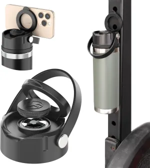 WaterLink MagSafe Compatible Lid for YETI Rambler Chug Cap, AirTag Holder, Magnetic Phone Stand (Black, with Handle)