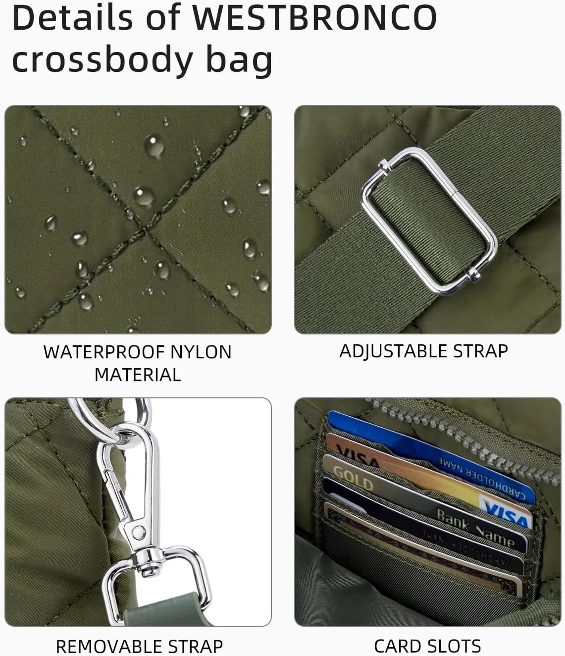 WESTBRONCO Small Crossbody Bags for Women Nylon with Adjustable Strap, Mini Crossbody Purse, Shoulder Bag Traveling Workout