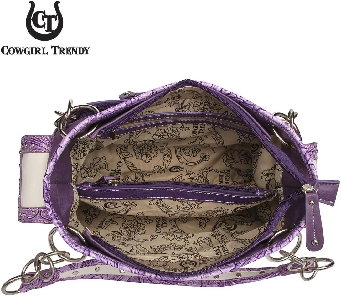 Western Style Spring Butterfly Flower Purse Women Country Handbag Rhinestone Stud Shoulder Bag Wallet Set