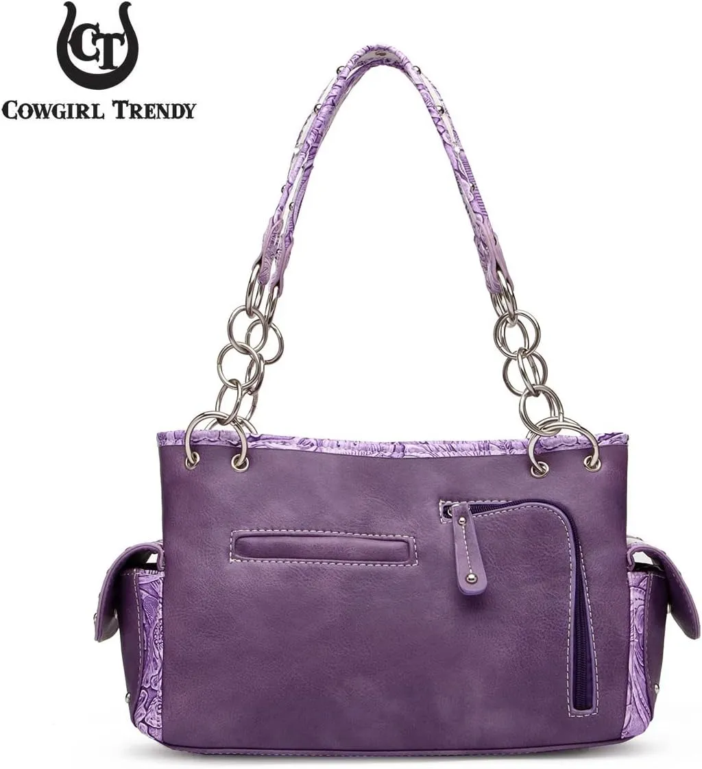 Western Style Spring Butterfly Flower Purse Women Country Handbag Rhinestone Stud Shoulder Bag Wallet Set
