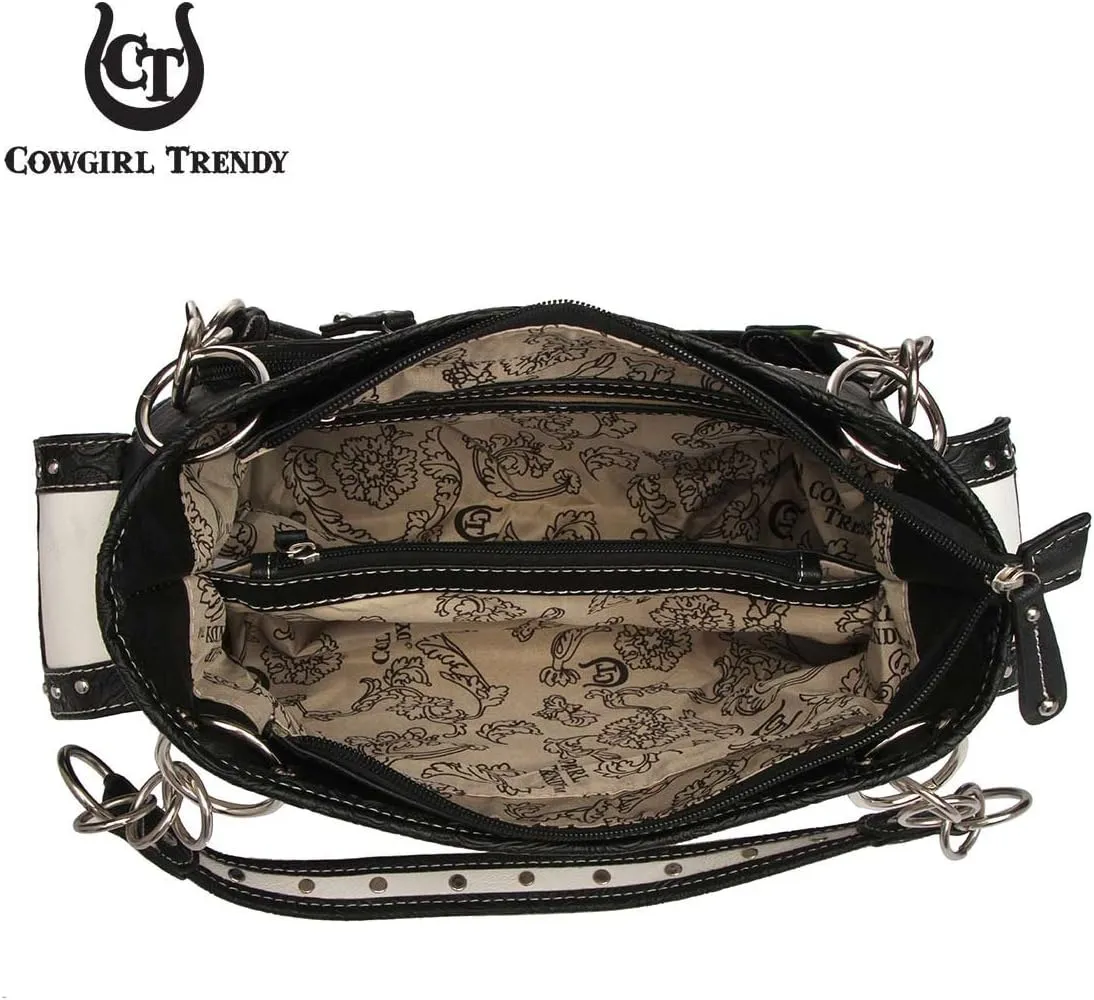 Western Style Spring Butterfly Flower Purse Women Country Handbag Rhinestone Stud Shoulder Bag Wallet Set