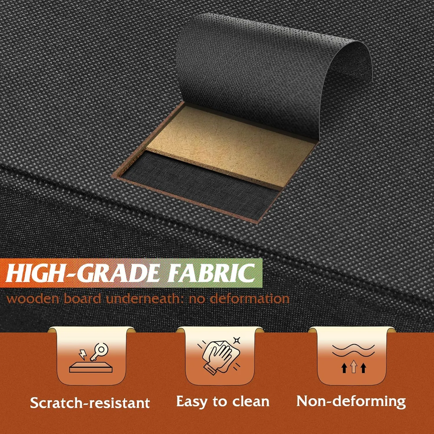 WLIVE Nightstand, 2 Drawer Dresser for Bedroom, Small Dresser with 2 Drawers, Bedside Furniture, Night Stand, End Table with Fabric Bins for Bedroom, Closet, Entryway, Black and Rustic Brown