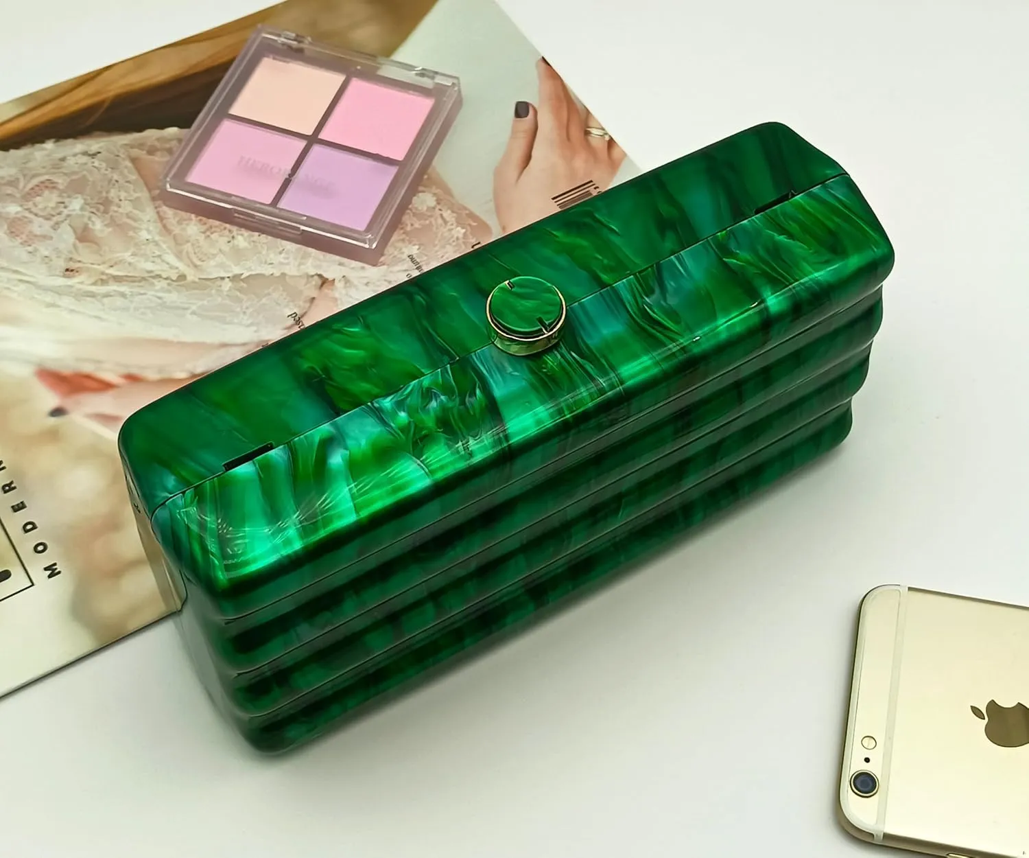 Women Acrylic Clutch Purse Marbled Evening Shoulder Bag for Wedding Cocktail Party Prom