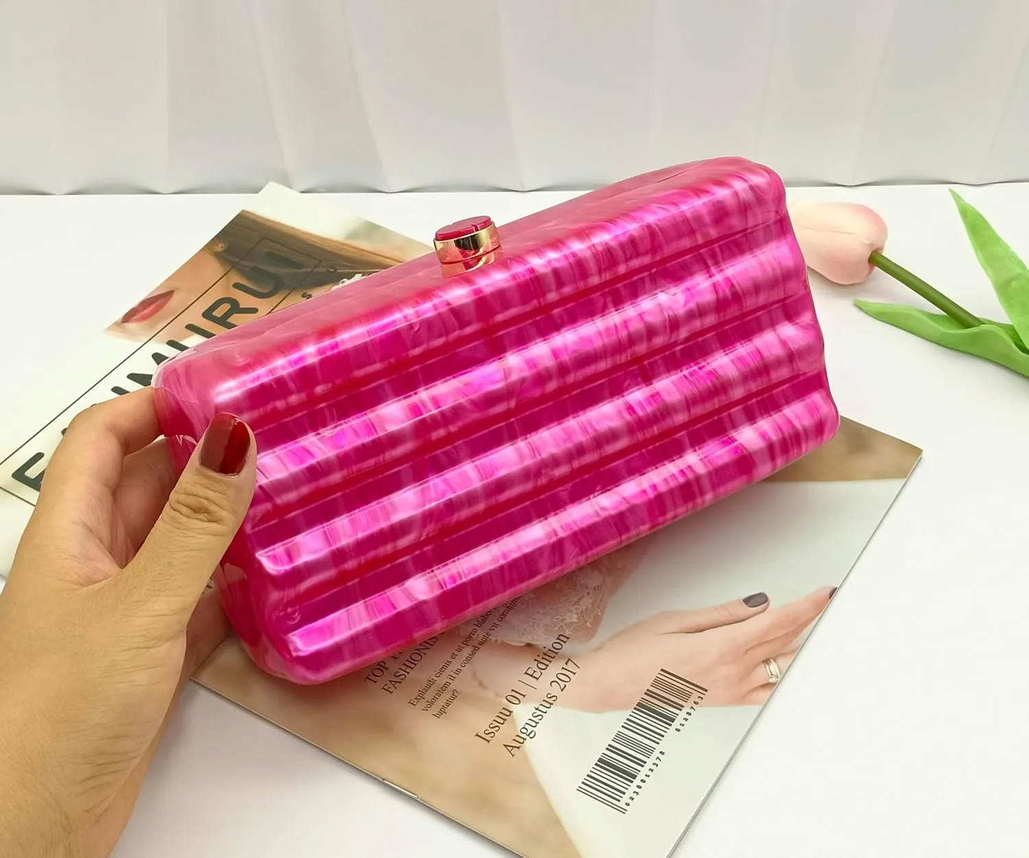 Women Acrylic Clutch Purse Marbled Evening Shoulder Bag for Wedding Cocktail Party Prom