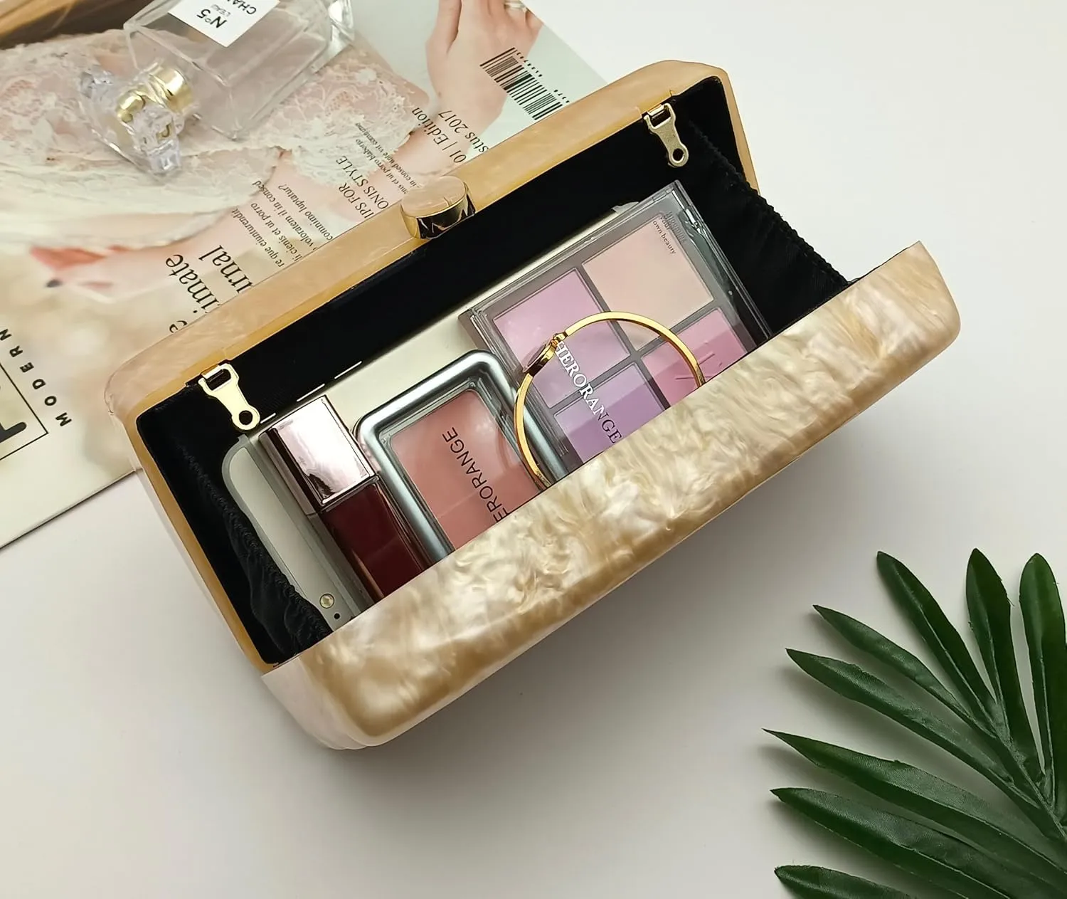Women Acrylic Clutch Purse Marbled Evening Shoulder Bag for Wedding Cocktail Party Prom