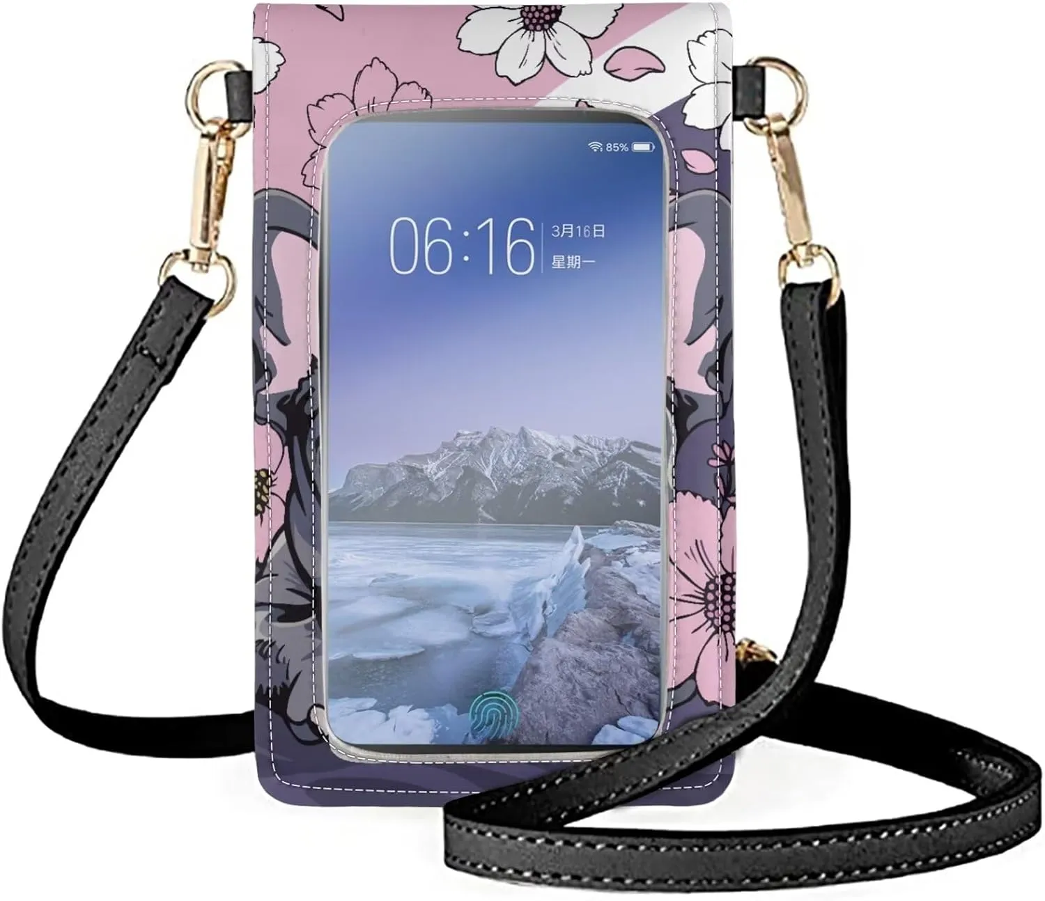 Women Cell Phone Crossbody Purse Waterproof PU Leather Shoulder Handbag Wallet with Touch Screen Window