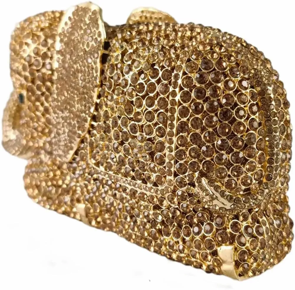 Women Elephant Rhinestone Clutch Bag Sparkly Crystal Evening Bag Luxury Metal Handbag Minaudiere Wedding Party Purse