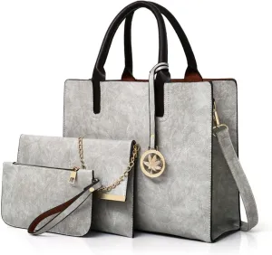 Women Fashion Handbags Wallet Tote Bag 3pcs Shoulder Bag Top Handle Satchel Purse Set