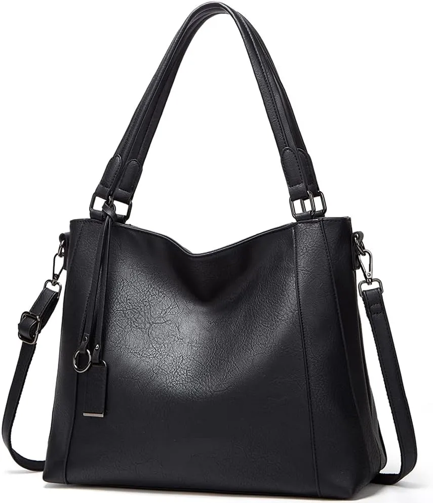 Women Handbag PU Leather Shoulder Bag Large Capacity Tote Bag with Detachable Shoulder Strap