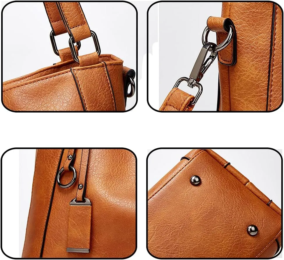 Women Handbag PU Leather Shoulder Bag Large Capacity Tote Bag with Detachable Shoulder Strap