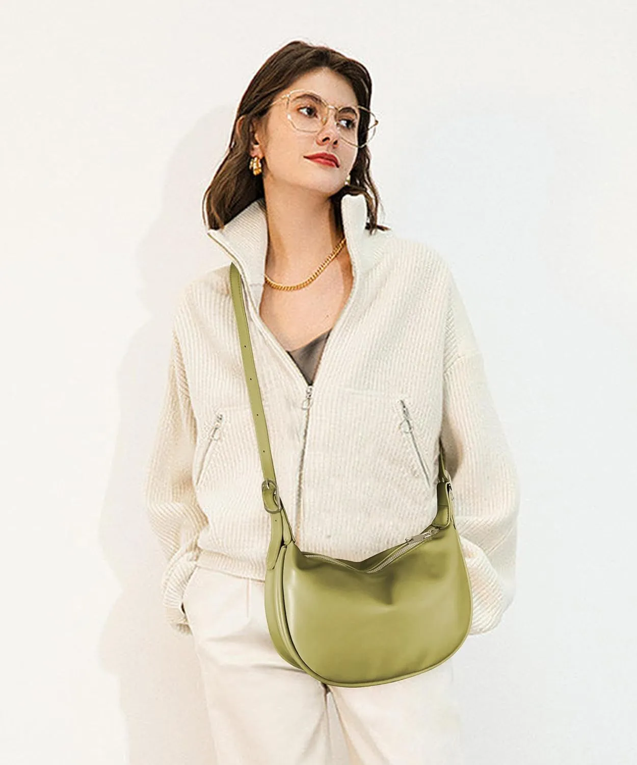 Women Hobo Shoulder Bag Crossbody Sling Crescent Bag Hangbag PU Leather with Adjustable Strap for Daily Work,Shopping,Travel