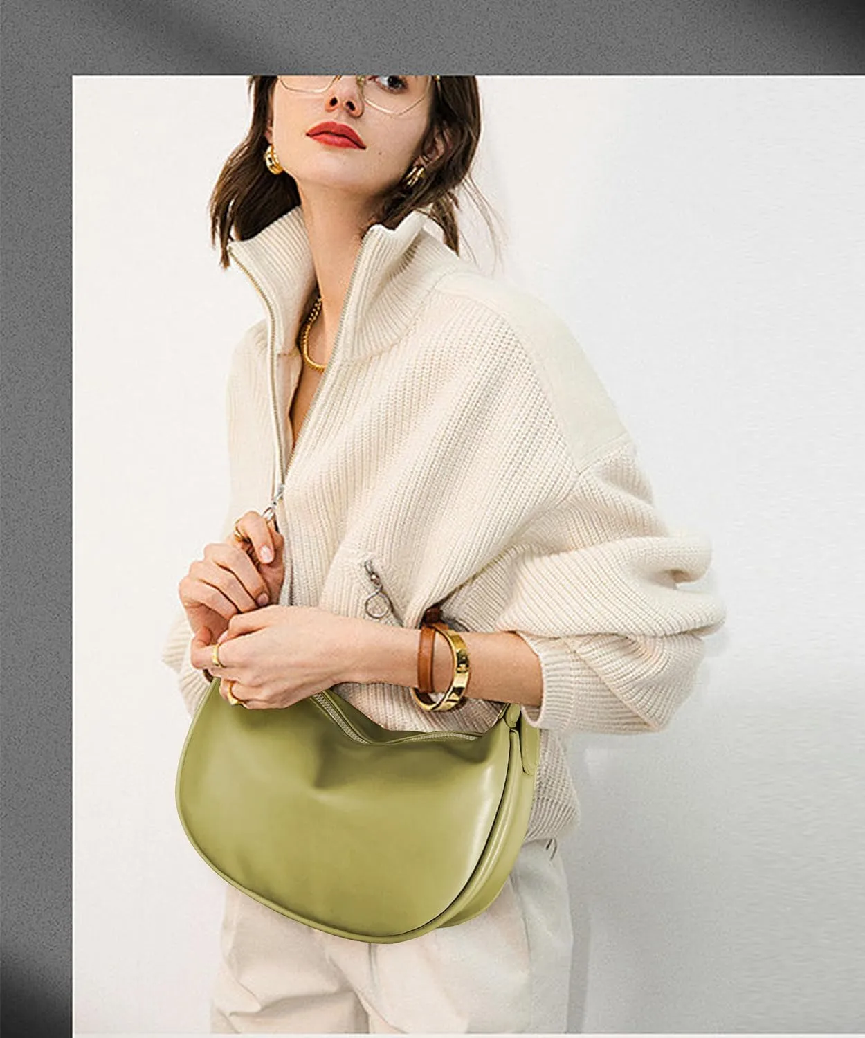 Women Hobo Shoulder Bag Crossbody Sling Crescent Bag Hangbag PU Leather with Adjustable Strap for Daily Work,Shopping,Travel