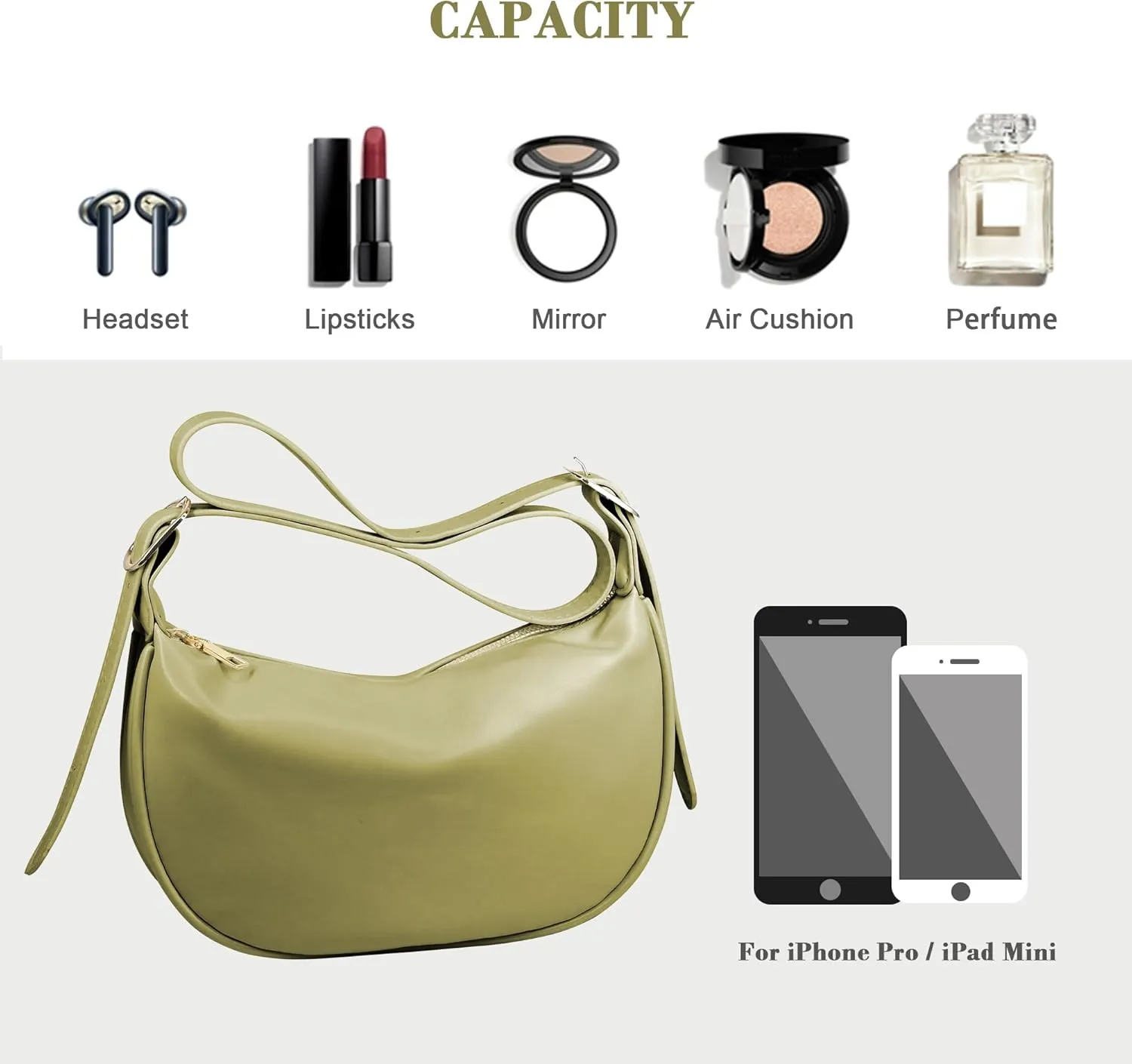 Women Hobo Shoulder Bag Crossbody Sling Crescent Bag Hangbag PU Leather with Adjustable Strap for Daily Work,Shopping,Travel