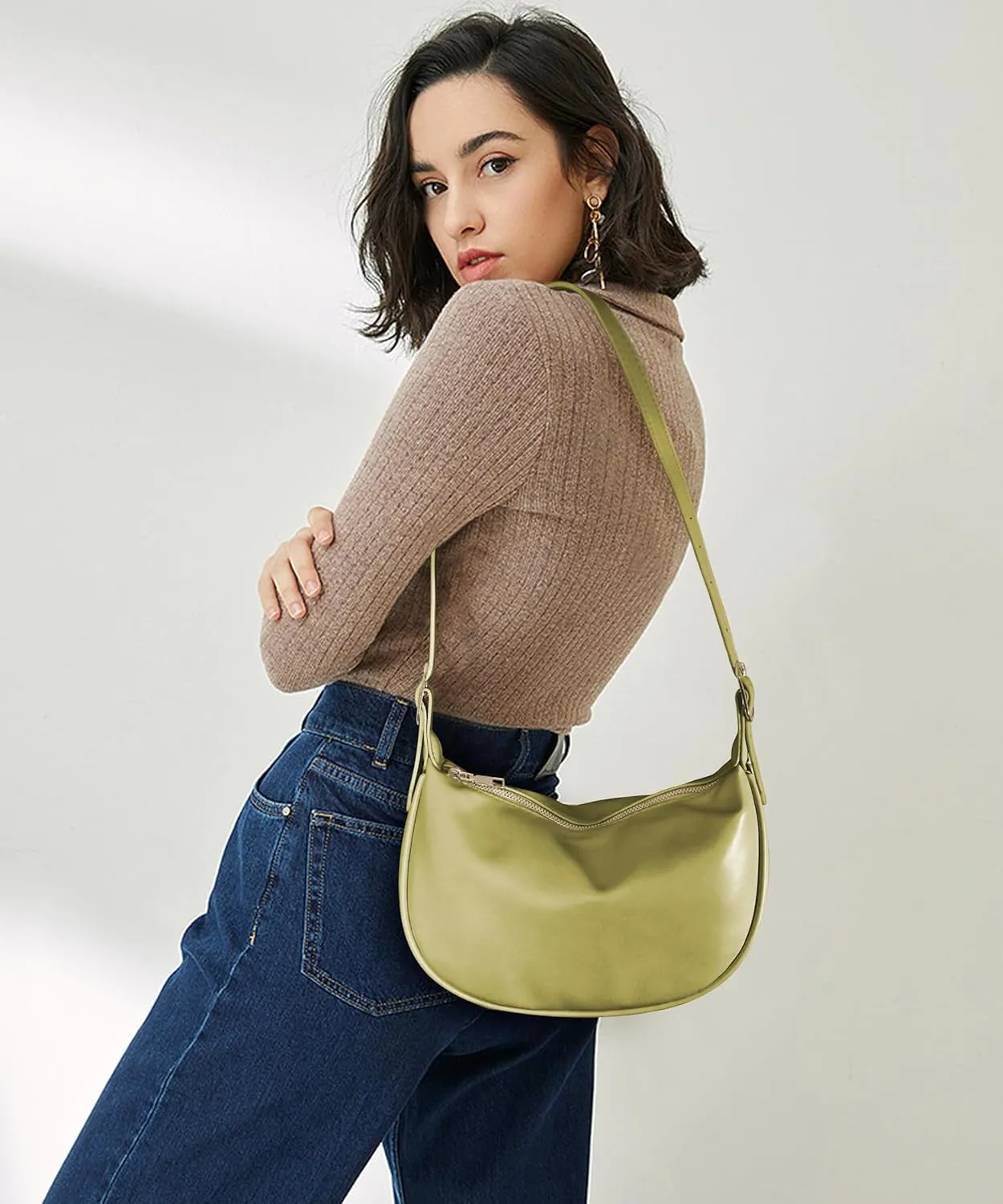 Women Hobo Shoulder Bag Crossbody Sling Crescent Bag Hangbag PU Leather with Adjustable Strap for Daily Work,Shopping,Travel