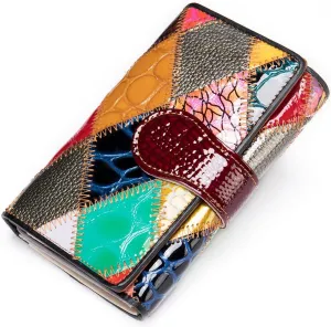Women Multicolor Wallets Genuine Leather Card Holder Large Purses Phone Clutch (Multicoloured Diamond-S)