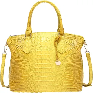 Women Purse Vegan Leather Crocodile-Embossed Pattern With Removable Shoulder Strap Top Handle Large Shoulder Bags