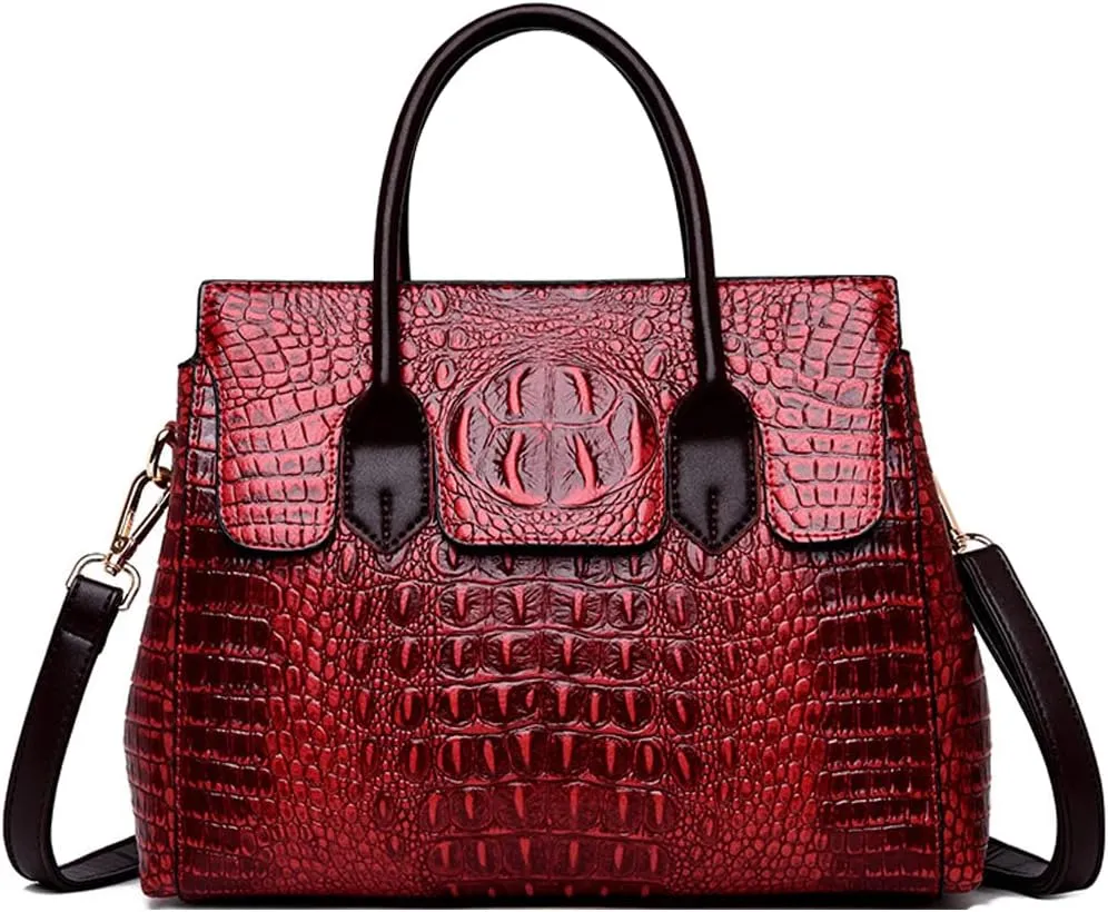 Women Satchel Handbags Top-Handle Bags fuax Leather Embossed Crocodile pattern shoulder bag