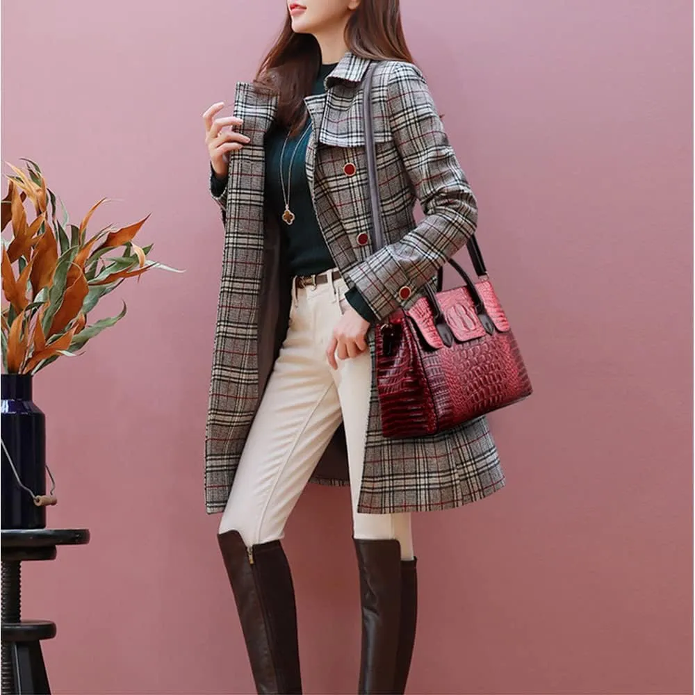Women Satchel Handbags Top-Handle Bags fuax Leather Embossed Crocodile pattern shoulder bag