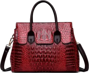 Women Satchel Handbags Top-Handle Bags fuax Leather Embossed Crocodile pattern shoulder bag