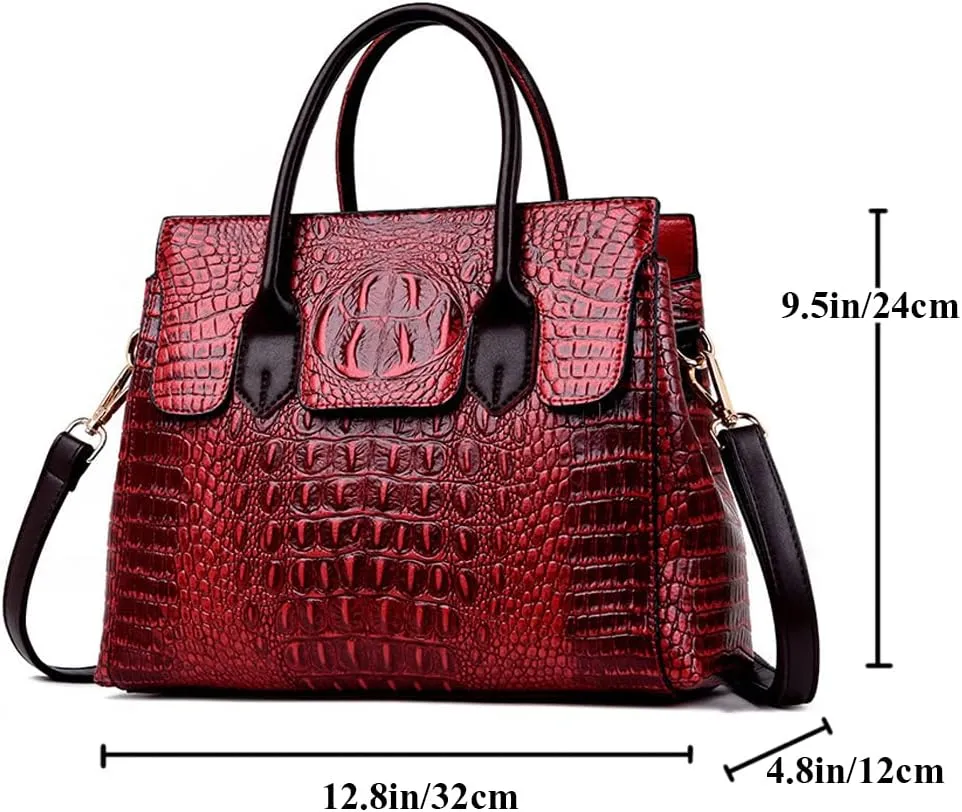 Women Satchel Handbags Top-Handle Bags fuax Leather Embossed Crocodile pattern shoulder bag