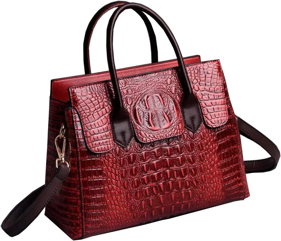 Women Satchel Handbags Top-Handle Bags fuax Leather Embossed Crocodile pattern shoulder bag