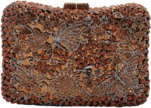 Women Sparkly Rhinestone Evening Clutch Butterfly Flower Crystal Purse Luxury Bride Evening Handbag Minaudiere Bag