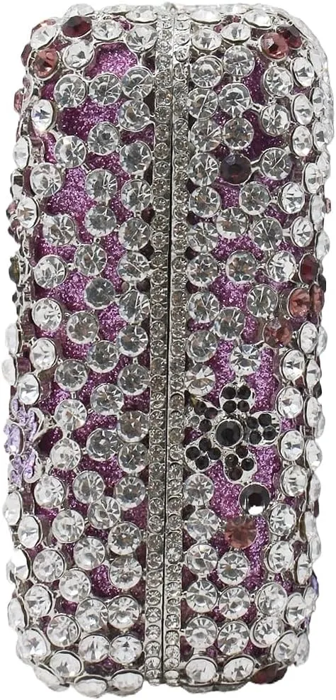 Women Sparkly Rhinestone Evening Clutch Butterfly Flower Crystal Purse Luxury Bride Evening Handbag Minaudiere Bag