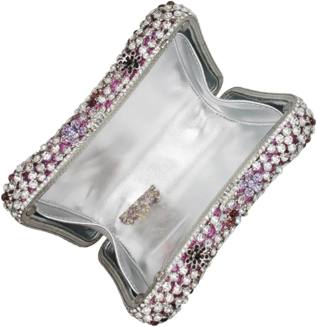 Women Sparkly Rhinestone Evening Clutch Butterfly Flower Crystal Purse Luxury Bride Evening Handbag Minaudiere Bag