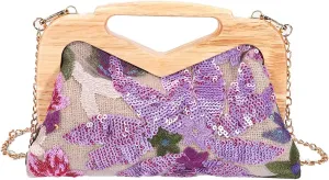 Women Straw Clutch Purse Ladies Sequin Flower Evening Bag Summer Beach Handbag Casual Woven Rattan Tote Bag