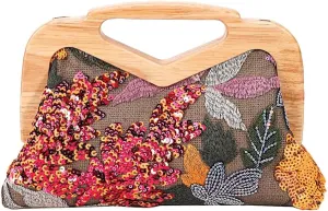 Women Straw Clutch Purse Ladies Sequin Flower Evening Bag Summer Beach Handbag Casual Woven Rattan Tote Bag