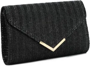 Women Straw Clutch Purse Summer Evening Bag Rattan Clutch Woven Beach Handbag Wedding Travel Party Clutch